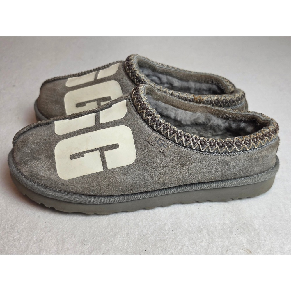 UGG Tasman Big Logo Grey Suede Slippers Mens 11 1128195